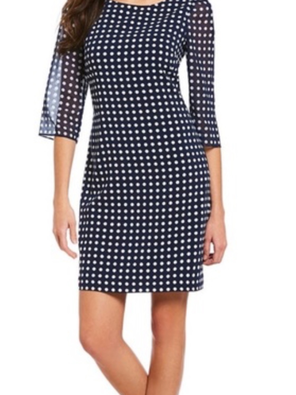 Karl Lagerfeld Navy and White Polka Dot Sheath‎ Dress size 6